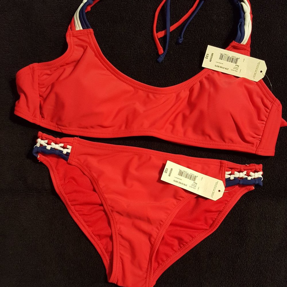 Arizona Jean Co. Bathing Suit Bikini Swimwear Bright Red Size Medium NWT
